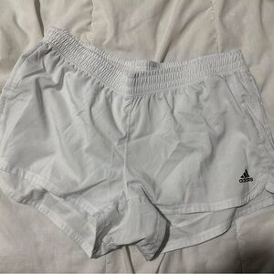 Adidas White Athletic Shorts Lightweight Elastic Waist